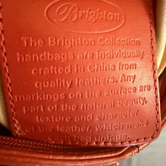 Brighton Vtg Burnt Orange Adjustable Crossbody Organizer Bag Croc Embossed - Picture 6 of 17